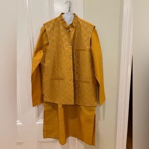 Men’s Mustard Kurta, Nehru, and Churidar - XL